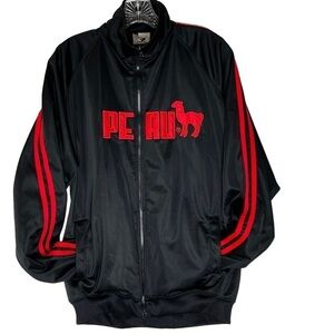 CUY ARTS Peru Llama Black Red Zip Track Warm Up Jacket Men's Size XL